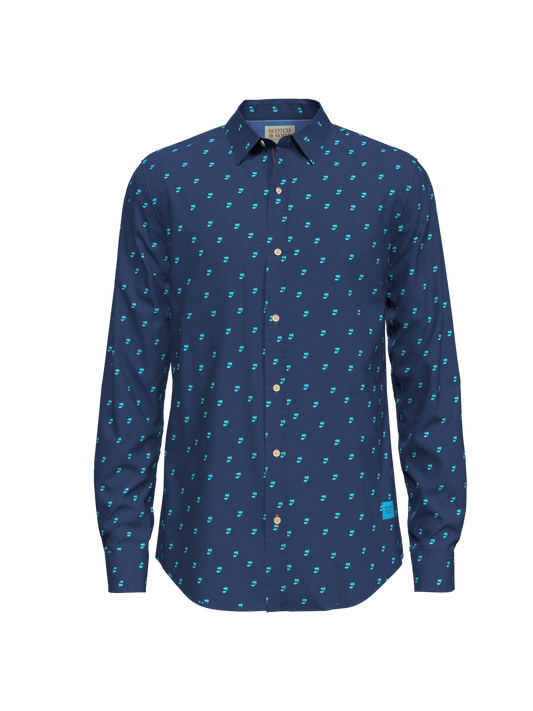 Scotch & Soda - Ditsy printed Poplin Shirt  - Music Note Steel