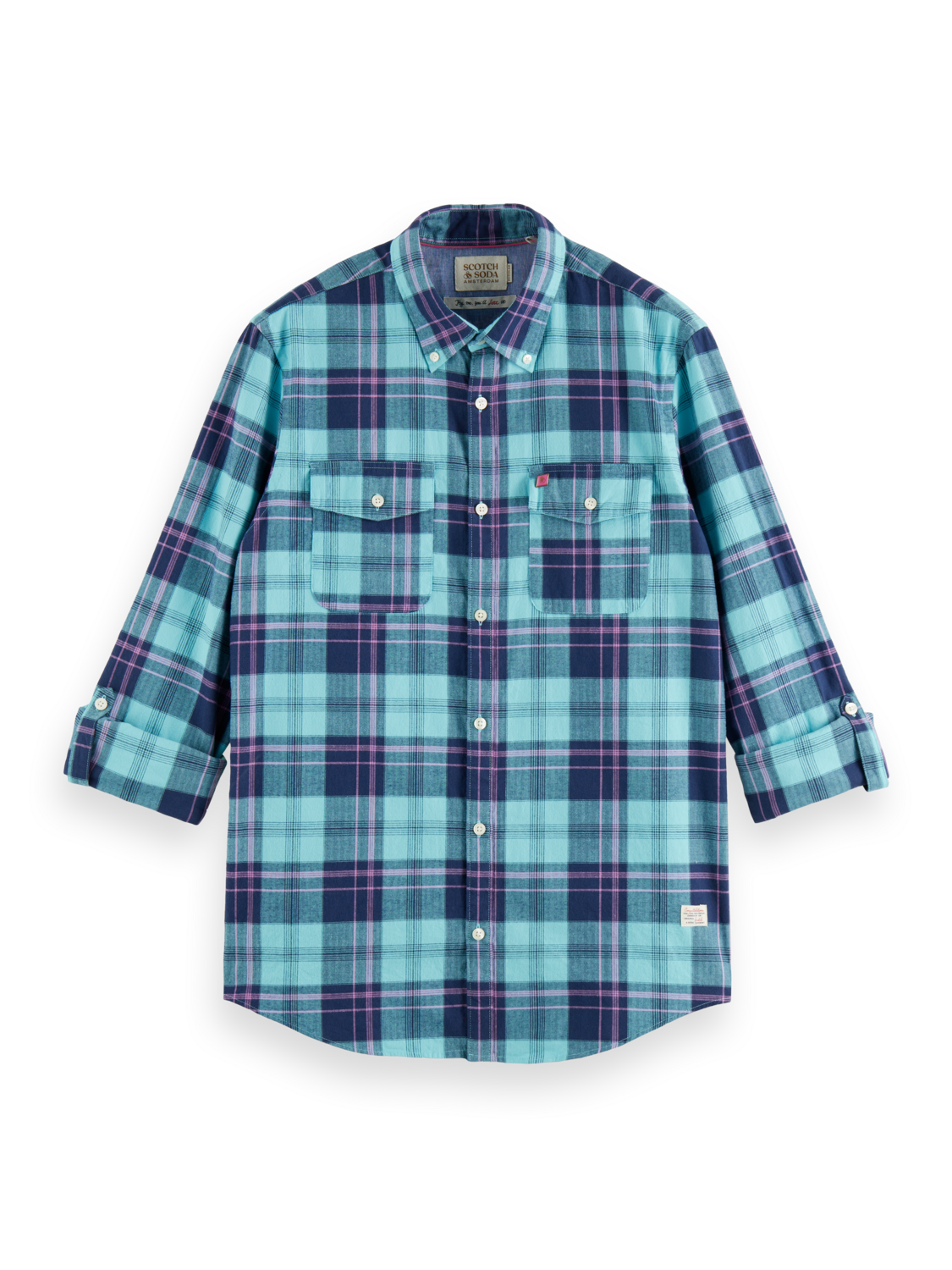 Scotch & Soda - Lightweight Checked Flannel Shirt - Steel Topaz Check