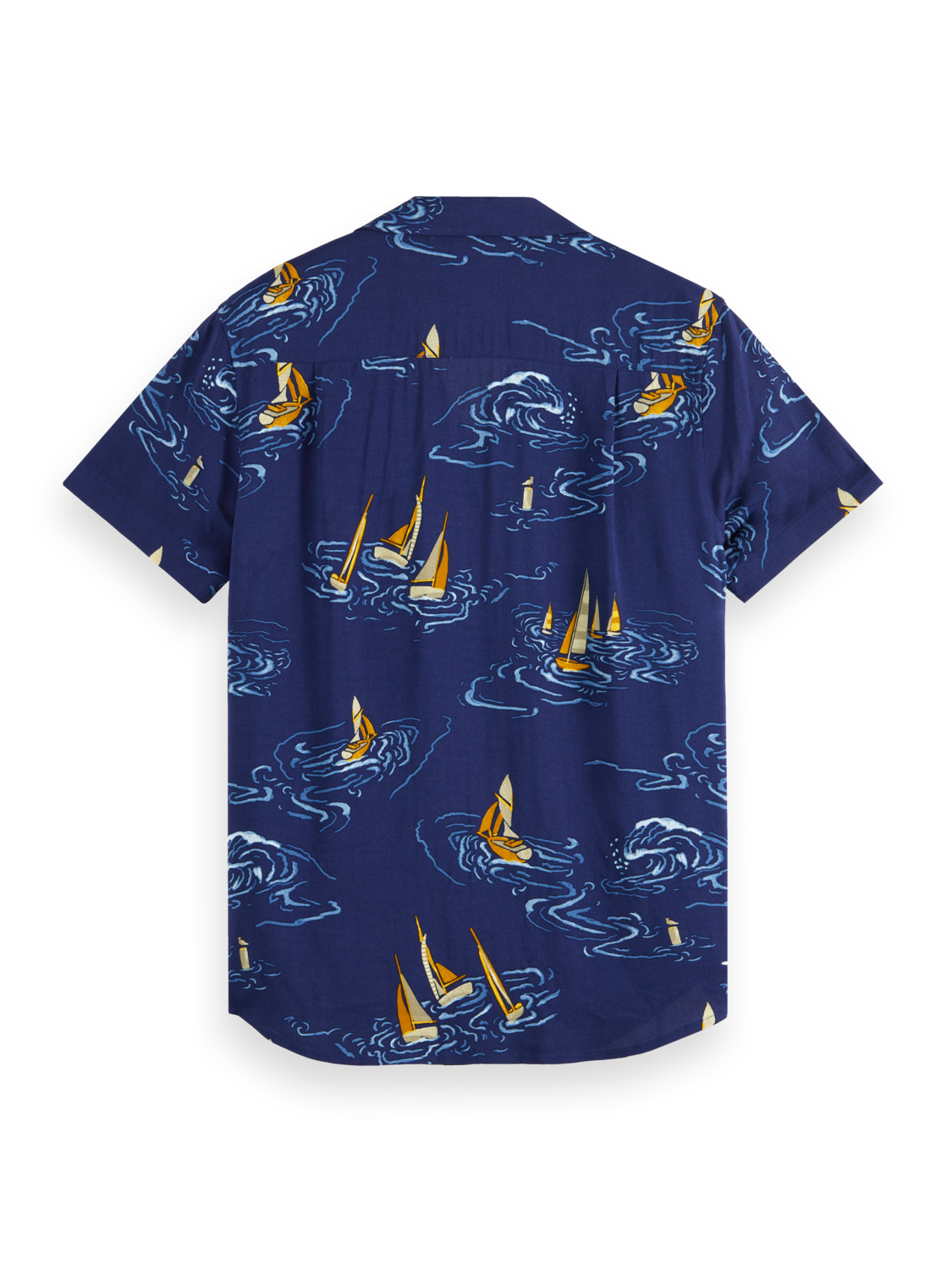 Scotch & Soda - Printed Short Sleeved Shirt - Navy with Boats