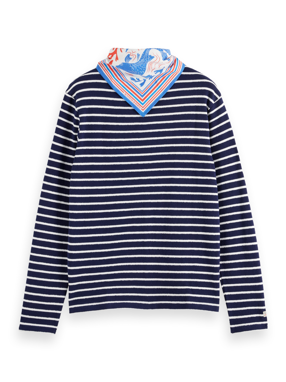 Scotch & Soda - Striped Long Sleeved Tee with Neckerchief - Navy/White