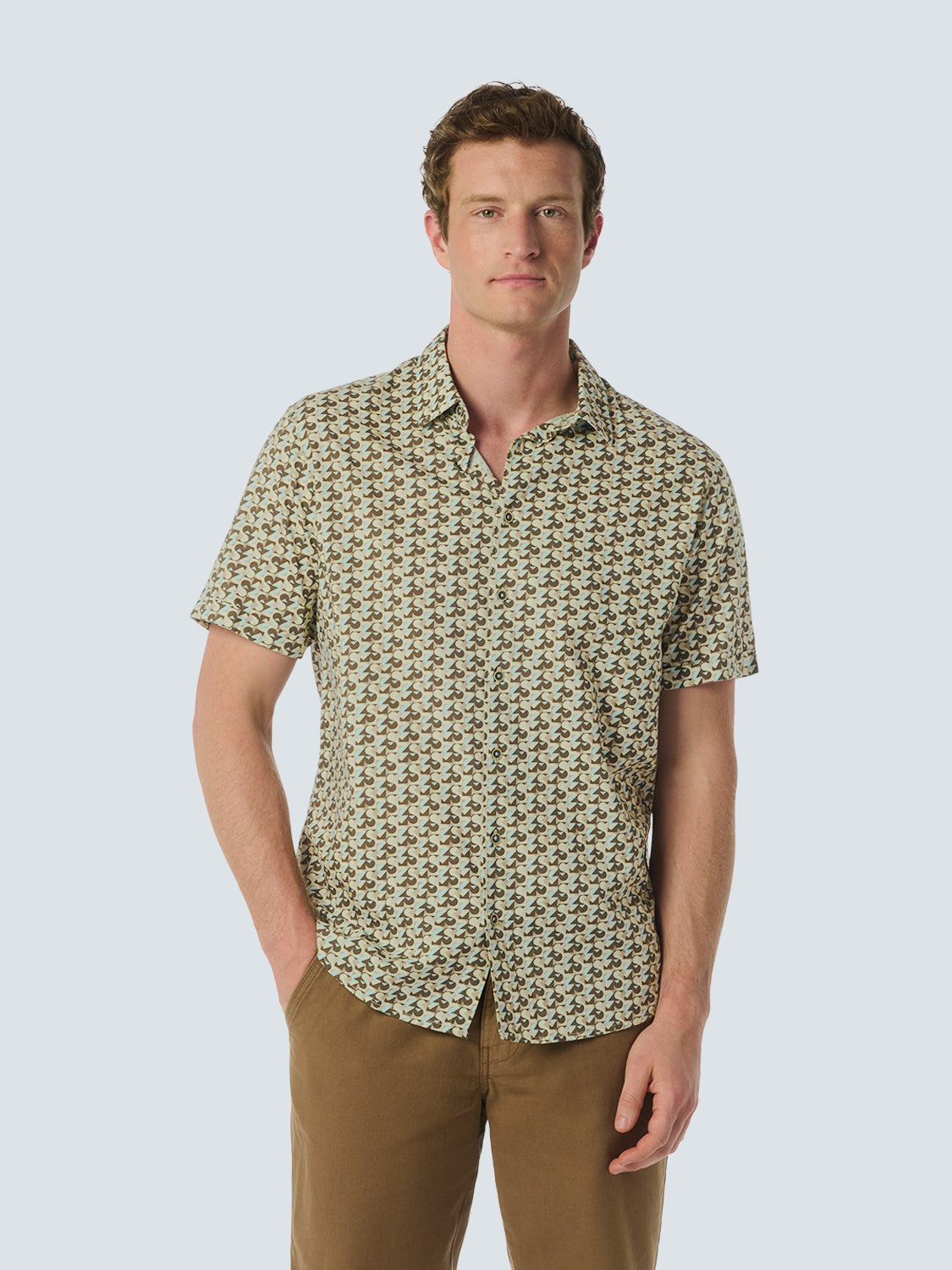 No Excess - Printed Short Sleeved Shirt - Brown/Green