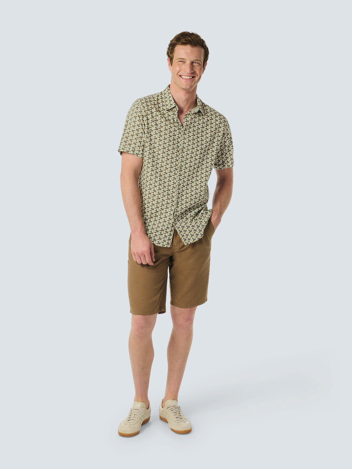 No Excess - Printed Short Sleeved Shirt - Brown/Green