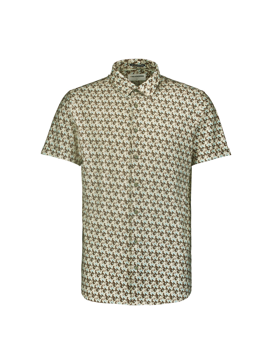 No Excess - Printed Short Sleeved Shirt - Brown/Green