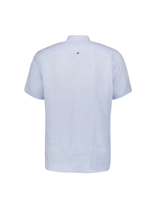 No Excess - Grandad Collar Short Sleeved Shirt - Sky