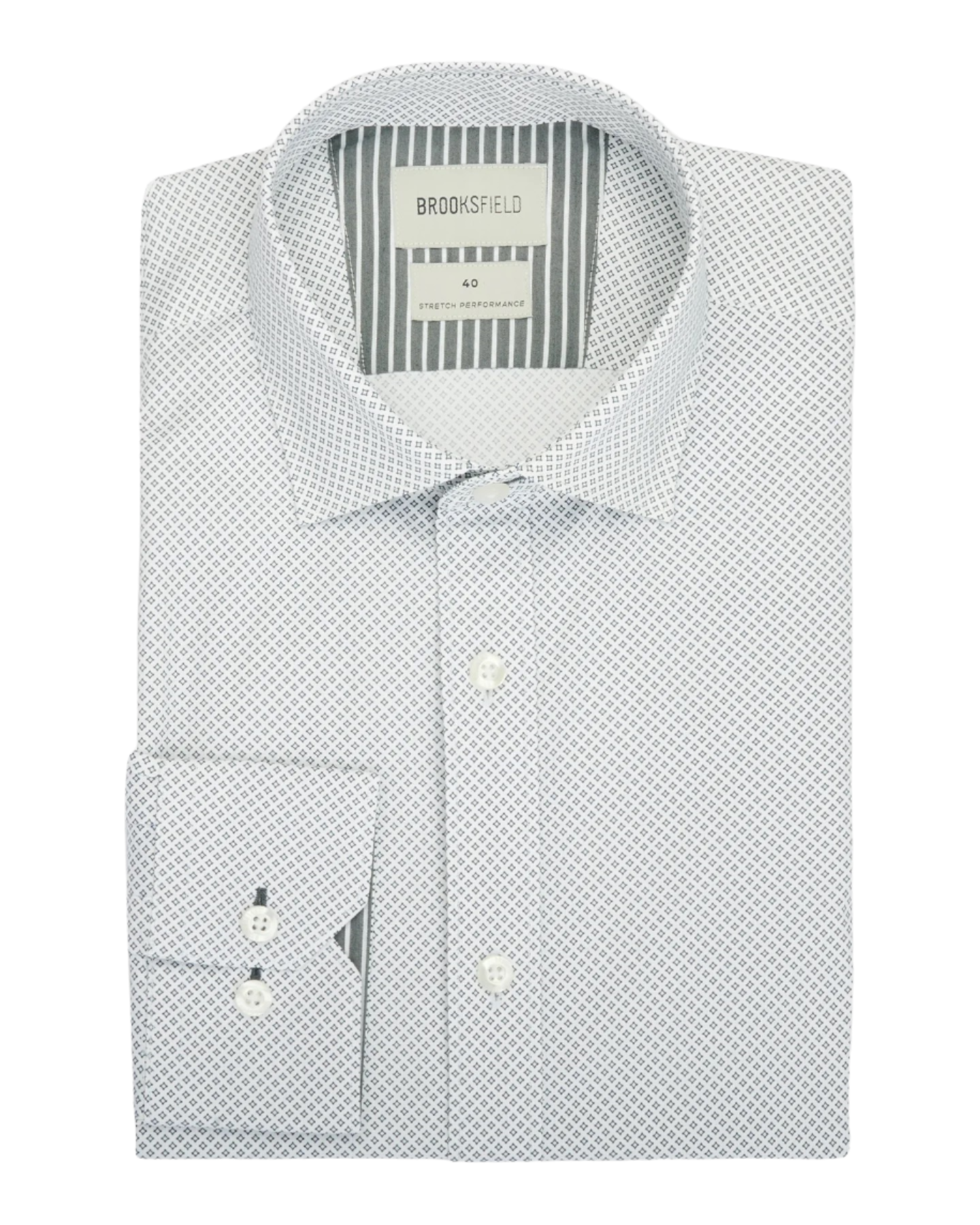 Brooksfield - Geo Diamond Shirt - White/Grey Diamonds