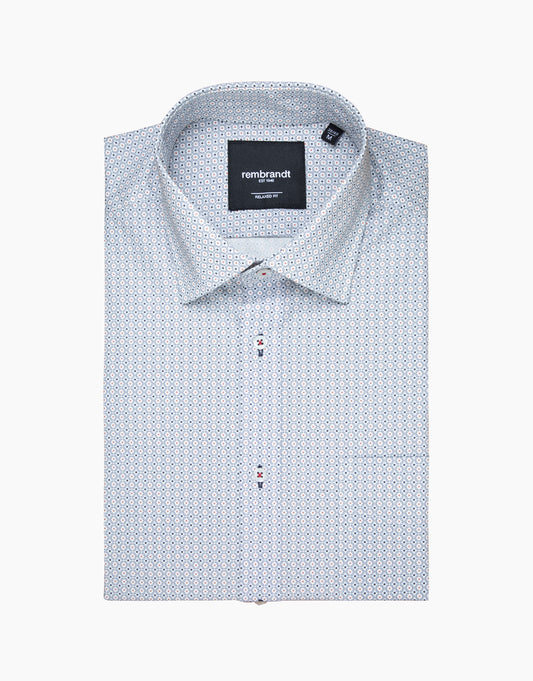 Rembrandt - Sinatra Shirt - White & Navy Geo Star