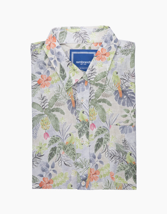 Rembrandt - Raglan Short Sleeved Shirt - Tropical Island Print