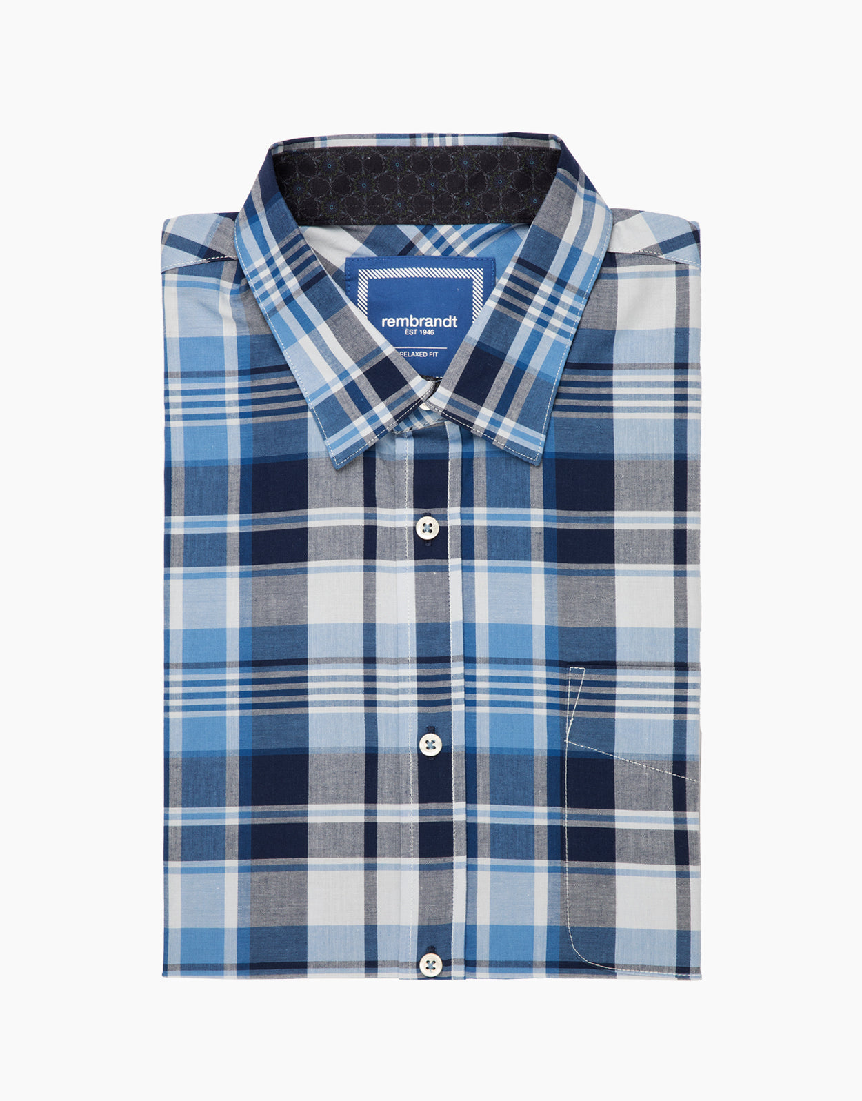 Raglan Short Sleeved Shirt - Blue & Navy Check