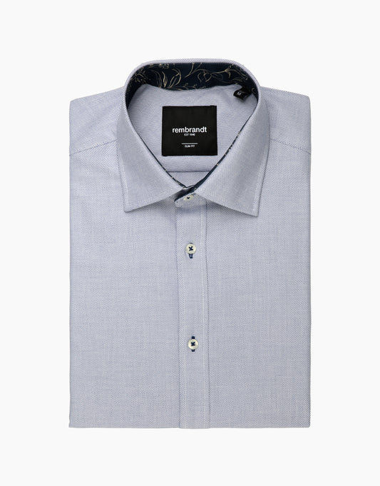 Rembrandt - Barbican Shirt - Navy Microdesign Dobby