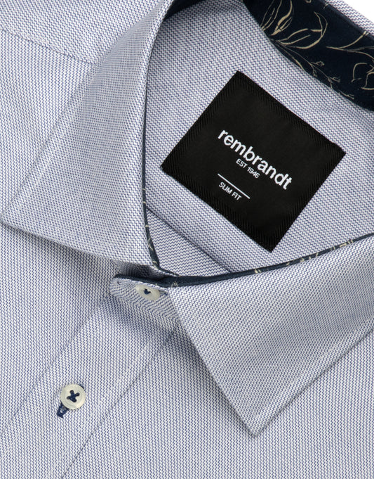 Rembrandt - Barbican Shirt - Navy Microdesign Dobby