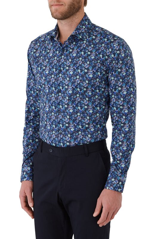 Gibson - Motion Shirt - Navy/Green Floral