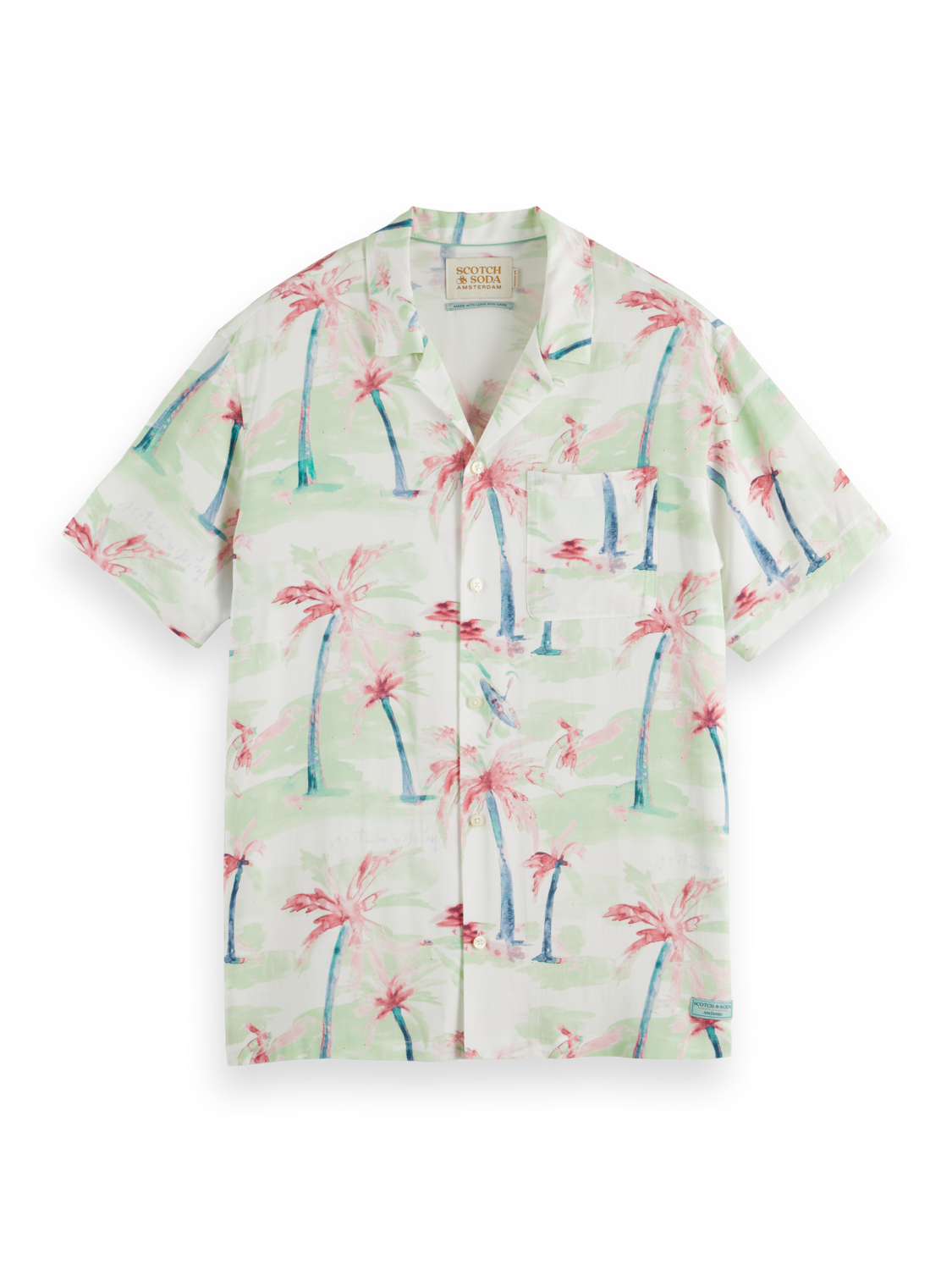 Scotch & Soda - Allover Print Short Sleeved Shirt - Palm Tree Hawaii