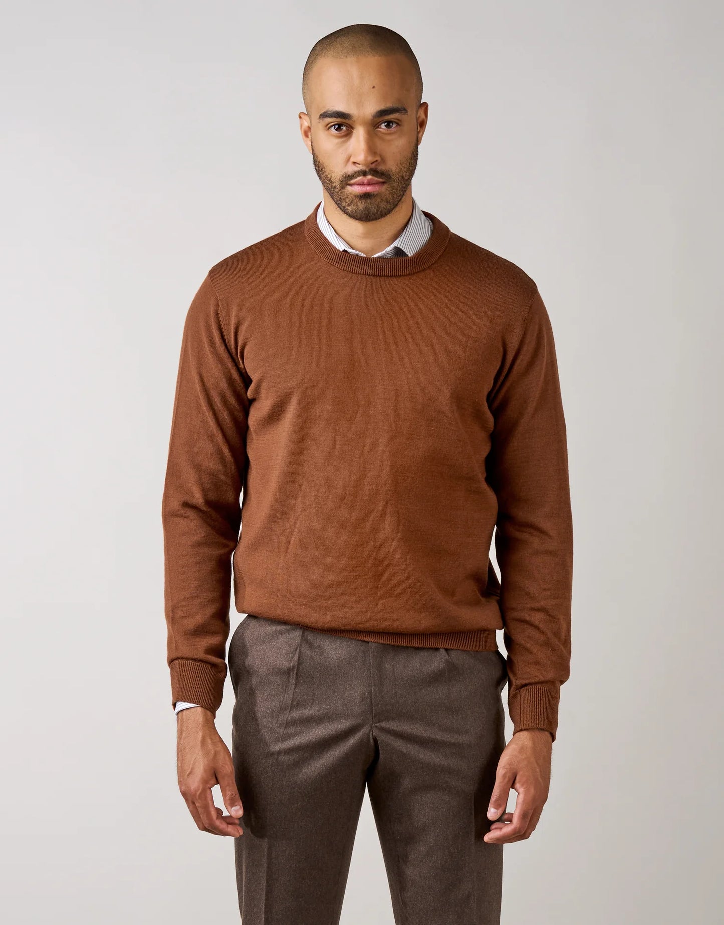 Rembrandt - Naseby Crew Neck Sweater - Tawny Brown