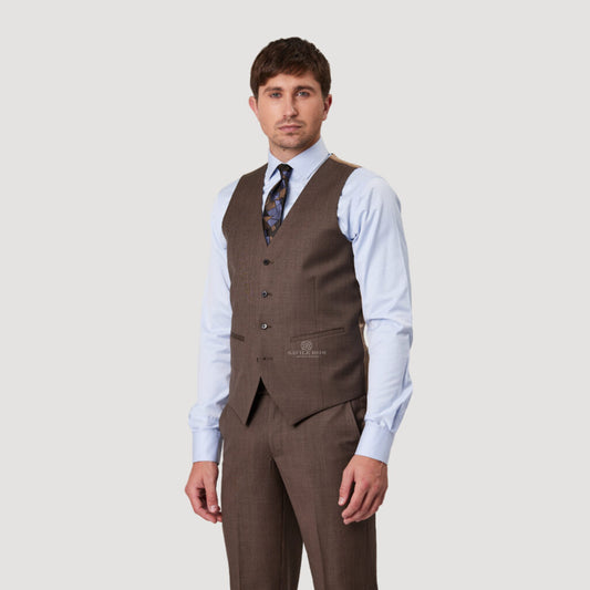 Savile Row - Saul Vest - Latte Brown